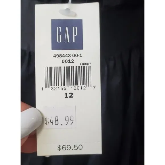 Gap Women's Black Solid Cotton Off The Shoulder Casual Knee Length Dress Size 12 - Picture 8 of 13